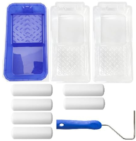 Ounfhtrttk El Juego de Bandejas para Pintura Incluye Mini Rodillos de 10 Cm, Forros Desechables para Bandejas, Bandeja Pequeña para Pintura, Ergonómico y Kit de Pintura Ideal.