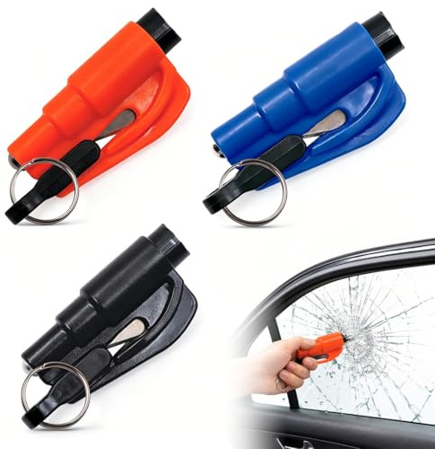 GHPKTOW 3 Pezzi Taglia Cinture di Sicurezza e Rompivetro per Auto, Martello di Emergenza, Strumento di Salvataggio di Emergenza 2 in 1, Rompi Vetro Auto Emergenza, Accessori per La Fuga