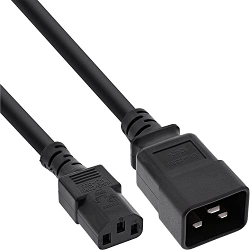 InLine 16659C nätadapterkabel, IEC-60320 C20 till C13, 3 x 1,5 mm², max. 10 A, svart, 1 m