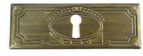 Fitting Brass Cover Cabinet Handle Cupboard Drawer Cabinet Door Brass Horizontal Keyhole Rosette Secretary Burnished Art Nouveau Founding Time