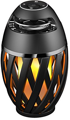 Decotech Enceinte Bluetooth® Stéréo effet Flamme LED, usage intérieur et extérieur, sans fil, batterie rechargeable, noir/jaune, BTL075