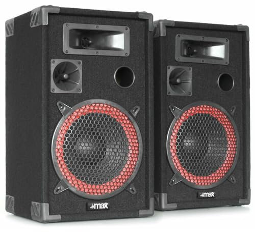 MAX XEN3510 Paire d'Enceintes Passives 10, Puissance 700 Watts, SPL 110dB, Caisse Solide pour Le Transport, Larges Poignées et Coins de Protections, Parfait pour Utilisation Mobile