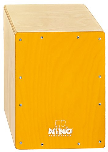 Nino Percussion Cajon Trommelkiste, Gelb (NINO950Y) | Musikinstrument für Kinder ab 4 Jahren, 24,7 x 33 x 24 cm, Schlagfläche Baltische Birke