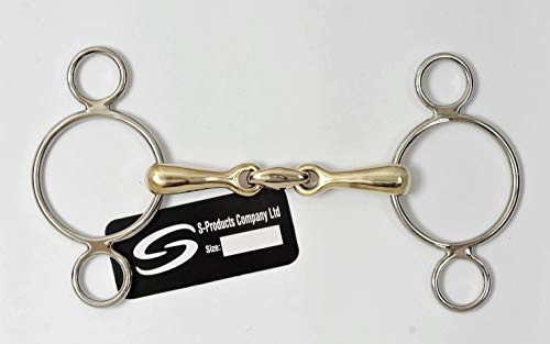 S-Products CONTINENTAL THREE 2 RING SNAFFLE GERMAN SILVER LOZENGE HORSE DUTCH BIT TWO GAG (5.75)