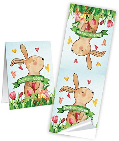 Logbuch-Verlag 25 Frohe Ostern Sticker Geschenkaufkleber für Kinder u. Erwachsene mit Osterhase Hase bunt 5 x 14,8 cm