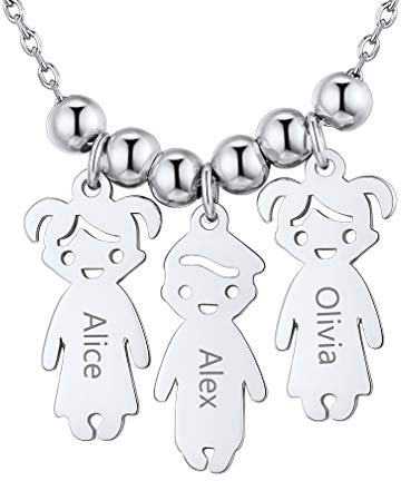 Custom4U Namenskette S925 Silber/Edelstahl Kette mit Namen der Kinder Personalisierte Mutter Name Halskette mit 1-5 Kindernamen Jungen und Mädchen Halskette Geschenk für Mama Oma Mütter
