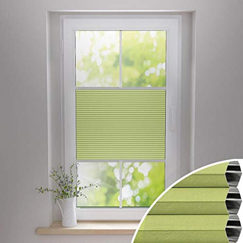 Gardinen21 Thermo Wabenplissee ohne Bohren | Waben-Plissee Klemmfix | Plissee 95x130 für Türen & Fenster | Sonnenschutz, Sichtschutz, Schallschutz, 100% Verdunkelung