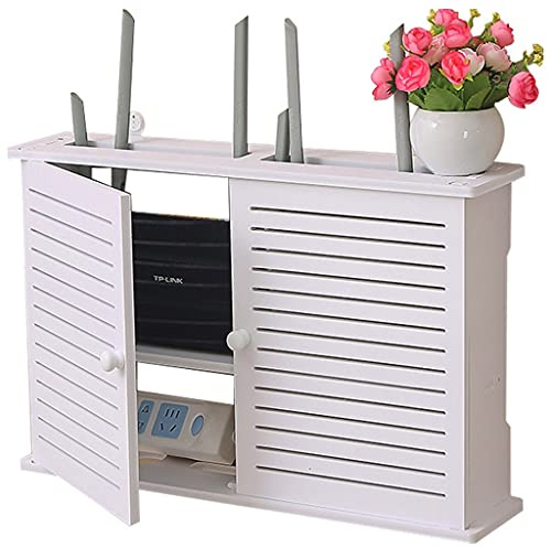 Router rack Wall-mounted Floating WiFi Router Shelf/2 Tiers Set-top Box Supports/Storage Wall-Mounted Shelf Bracket/Home And Office WiFi Router Adjustable Cable Box