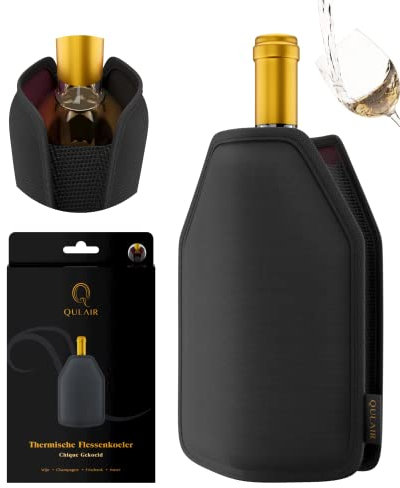 Cantinetta per vino Qulair - Cantinetta per vino di lusso - Raffreddatore per bottiglie allungabile per la maggior parte delle dimensioni della bottiglia - Fresa per vino attivo Cover - Nero