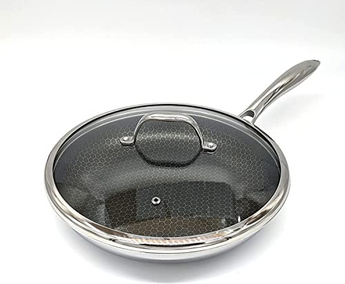 Cooksy Poêle à frire hybride en acier inoxydable avec couvercle 23 cm