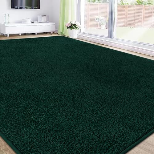 RTBQJ-AT Modern fluffig matta med kort lugg 160 x 230 cm, mjuk vardagsrumsmatta, tvättbar, grön