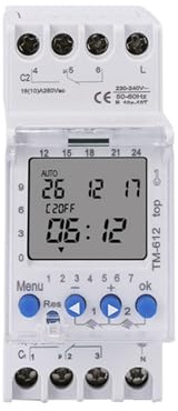 Minuteur Numérique Programmable TM612 220 VAC 16A 6 Broches 2NO 2NC 2 canaux Grand écran Programmable 24 Heures Horloge avec Deux Sorties Relais minuterie Interrupteur 2NO (Color : TM612 220V)