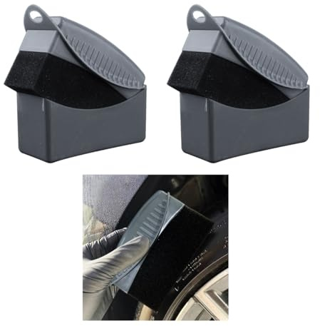 Augeny 2PCS Tire Dressing Applicator, Reusable Car Tire Shine Sponge Pad With Lid, Durable Foam Auto Wheel Detailing for Vehicle Waxing Polishing Cleaning (Gray)