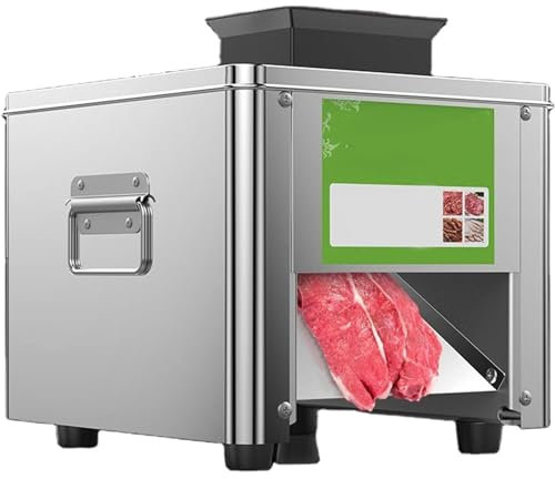 Qiang Máquina Cortadora De Carne Eléctrica Rebanadora Carne Comercial 850W,Cortadora Fiambre De Acero Inoxidable,150Kg/H,para Rebanadas,Tiras Y Cubos,15mm