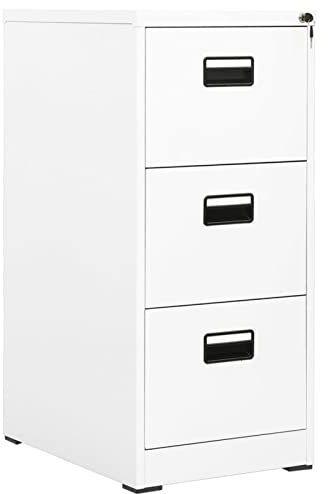 BAZZI Aktenschrank Schubladenschrank Metall Büroschrank werkzeugschrank Metallspind für A4, Legal, Letter Stahl-Weiß-46 x 62 x 102.5 cm