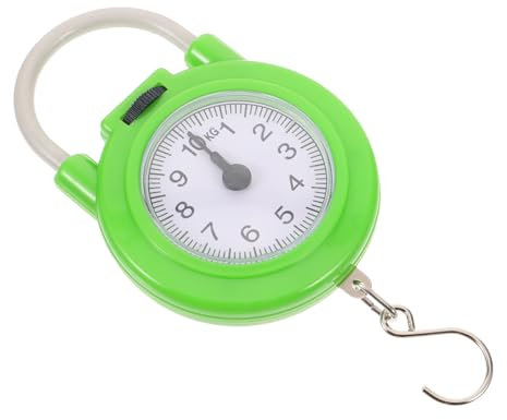 JECOMPRIS Tragbare Reisekofferwaage Manuelle Federskala mit Haken Leichte Gepäckwaage aus Kunststoff und Metall Max 10kg für Reisen und Outdoor Einsatz