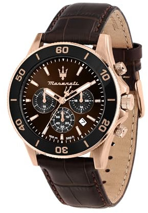 Maserati Herrenuhr in limitierter Auflage, Chronograph, Analog, Lederarmband, wasserdicht, COMPETIZIONE-Kollektion R8871600001