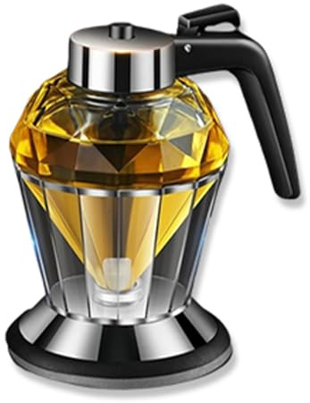 Honey Dispenser, Diamond 200ml Handheld Honey Bottle with Press Type, Transparent Glass, Polygonal Storage Base, for Oil Soy Sauce Vinegar Oyster Sauce