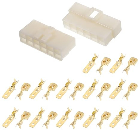 A ABSOPRO Kit Spinotti Elettrici 12 Pin Per Auto, Impermeabile 6.3, 1 Pezzo | Colore Beige, Materiale Plastica Rame, Maschio Femmina, Serie 6.3, Per Camion Moto Barca Roulotte, Non OEM, Solo Accessorio