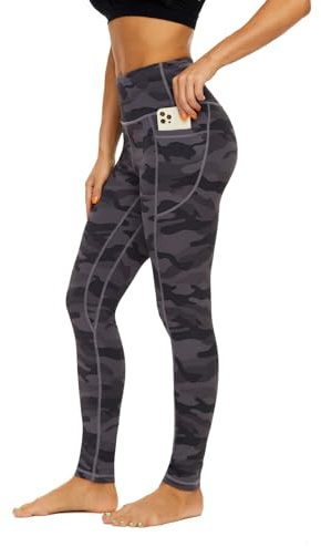 AMYTIS Damen Sport Leggings Yogahose High Waist mit Taschen Fitness Stretch Blickdicht Lang Gym Handytasche