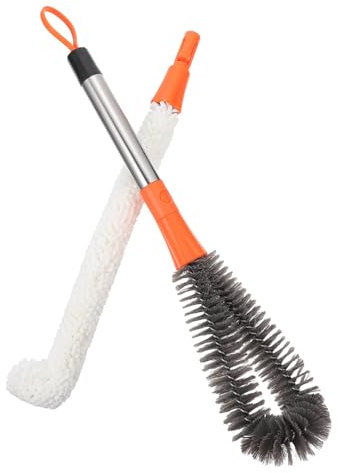 Healvian Long Handle Cup Brush and Bottle Cleaning Brush for Kitchen Use Orange Handle Multipurpose Nursing Bottle Cleaner for Household