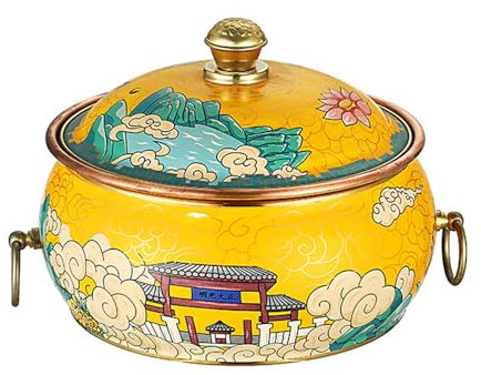 OYWEHECE Hot Pot Beijing Chinese Copper Chafing Dishes Single Person Small Copper PotShabu Shabu Pot Cloisonne Hot Pot for Electric Induction,B