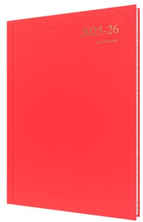 Collins 'Essentials' 12 Month Mid/Academic Year Planner, July 2025-July 2026 - ESSA41M.15-2526 - Day-to-Page Appointments Diary, A4 Hard Cover, Red
