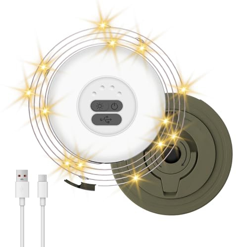 Multifunktionale Campinglampe mit USB-C Schnellladung, tragbare LED-Lampe, dimmbare Helligkeit und Leselampe - ideal für Outdoor-Aktivitäten, Wandern und Camping - IP65 wasserdicht
