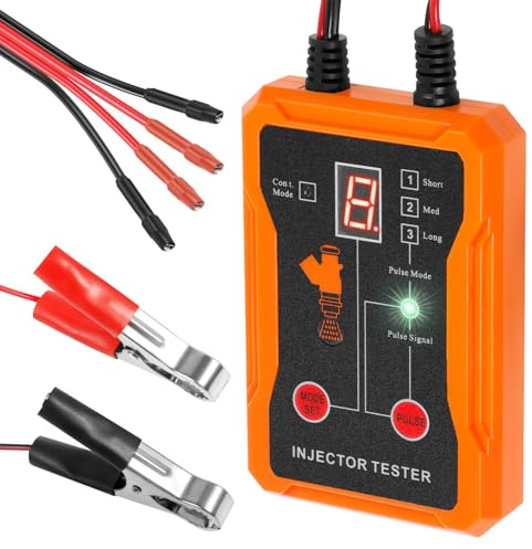 Fyeme Kfz Einspritzdüsen Prüfgerät mit 2 Einspritzdüsen Einspritzdüsen Prüfgerät 8 Pulsmodi LCD Display 12V Auto Kraftstoffeinspritzdüsen für Verschiedene Kraftstoffdruckprüfer
