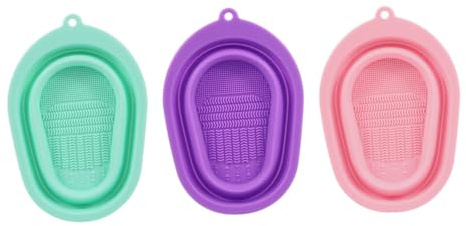 minkissy 3pcs Practical Makeup Tool Cleaner Silicone Brush Rinsing Mats Beauty Tool Cleaning Pad Makeup Brush Cleaning Mats Egg Sponge Cleaner