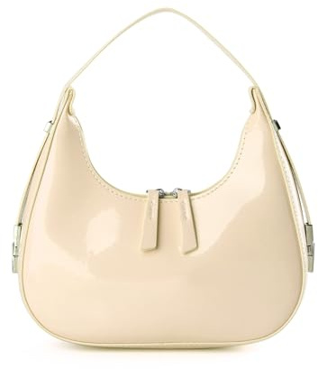 Didida Y2K Moon Bag Donna Mezzaluna Borsa a Tracolla Retro Borse Top Handle Pelle Vernice Carino Piccola Borsa Ascelle, Mousse di Moka, Small