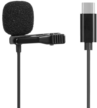aqxreight Microfono Lavalier Omni Omni Direzionale Microfono di Tipo C di Tipo C per Registrazione Video Sound Black
