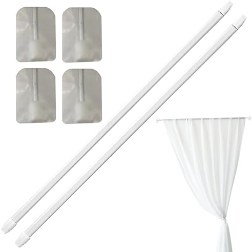 Tringle à Rideaux Télescopique,Barre À Rideau Ajustable Extensible Sans Perçage | Installation Facile avec 4 Crochets Inclus - Salle de Bain, Chambre et Salon