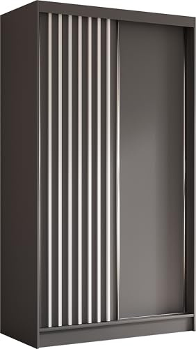 AXLIVING Cabinio Kleiderschrank 120 cm breit Schiebetüren Grau/Weiß