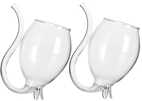 Mikikit 2 pezzi Bicchieri da Vino Decorativi Bicchieri Vetro Resistenti e Lavastoviglie Calici Unici per Uso e Cocktail Design Trasparente e Compatto