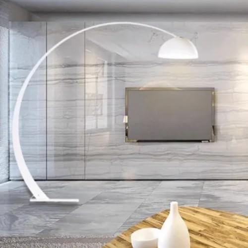ORIOM LIGHT Prismatica Half Arc Metal Floor Lamp with Brushed Finish | Modern Standing Lamp for Living Room | Elegant Arc Design with Stable Base & Ambient Lighting | 83 D x 15 W x 83 H - White