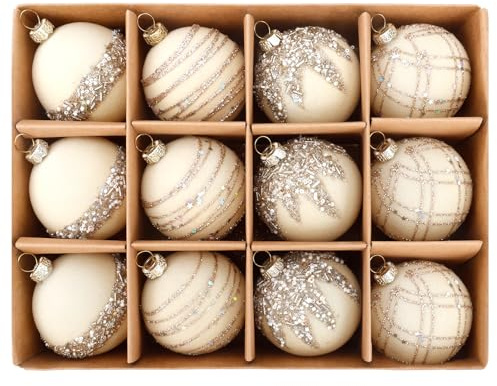 Bolas Arbol De Navidad,Adornos Arbol Navidad,12Piezas Beige,Christmas Decorations per Decorazioni Albero Di Natale, Decorazione Festa Di Nozze Di Vacanza