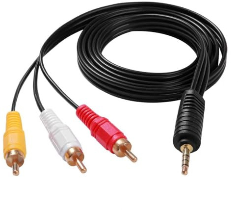 Câble Audio AV 3.5 mm Vers 3 RCA, Aux Mâle Vers RCA Mâle 5 Pieds/1,5M | Câble 3 couleurs rouge blanc jaune Audio Vidéo Stéréo pour Tablettes Haut-parleurs Cinéma à Domicile TV DVD Set-top Boîtes