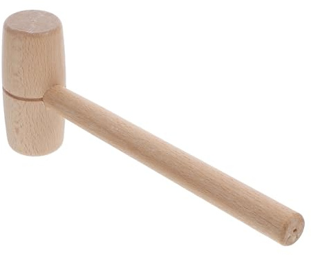 Sewroro Beechwood Wooden Hammer Small Mallet for DIY Crafting and Woodworking Projects Rounded Head Protective Design Handmade Tool for Leathercraft and Carpentry