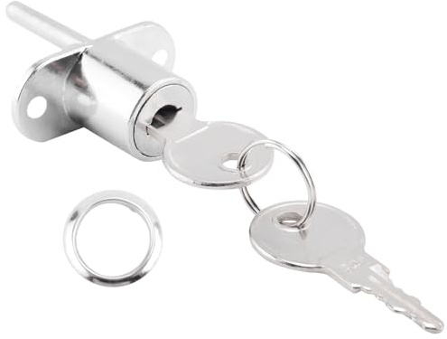 Ujjdwiurgh 19mm Cylinder Head Diameter Silver Tone Metal Drawer Plunger Lock with 2 Keys