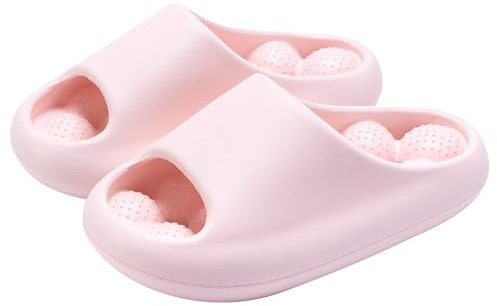 Massagetofflor EVA unisex badrumstofflor vattenläckage massage inomhus bekväm andningsbar ledig (rosa, 42-43)