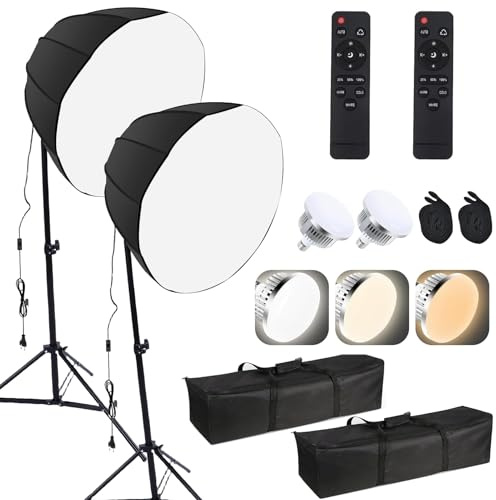 Vroomoto Kit D'éclairage de Photographie avec Ampoule à économie D'énergie de 85W, pour Diffusion en Direct, équipement Studio Photographie Portrait en Intérieur (Réglementation européenne)
