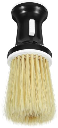 TOPPERFUN Cepillo de Limpieza de Peluquería para Cuello Mango Negro, Cerdas de Nailon Marrón, Desmontable, para Eliminar Cabello Suelto y Residuos, Herramienta Profesional para Afeitado