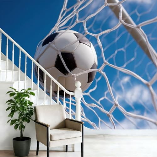 Genérico Papel Pintado Panorámico azul 200 x 140(WxH) - Fotomural de Tejido No Tejido, Estilo Deportes fútbol gol para Pared de Salón, Dormitorio y TV