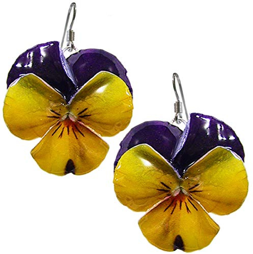 Orecchini Violette artigianali viola e giallo | Smalti a cottura | Ganci in acciaio chirurgico