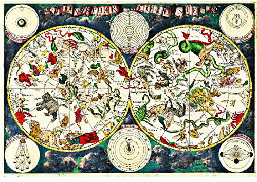 Meishe Art Poster Kunstdrucke Karte der Sternbilder Astronomie Himmlischen Sternen Sternbild Mythen und Legenden Plakatdruck Illustrationen Plakate Drucken Jahrgang Wand Dekor