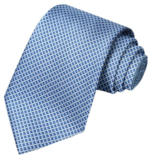 KissTies Mens Blue Necktie Plaid Checker Festive Formal Tie + Gift Box