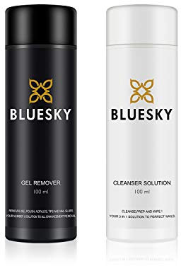 Bluesky Acetone Gel Nail Polish Remover and Nail Prep Cleanser Set, Isopropyl Alcohol Cleaner, Residue Wipe Off Sticky Layer Remover, 100 ml