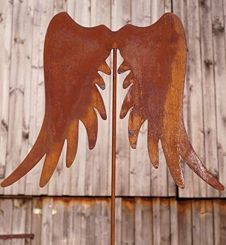 Rostalgie Edelrost Flügel auf Stab 120 cm Garten Dekoration Weihnachten Engelsflügel