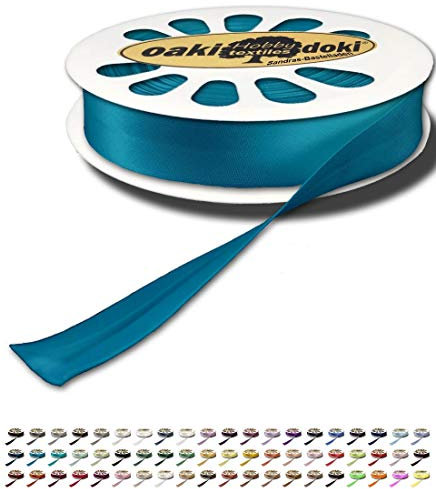 Sandras-Bastelladen Schrägband/Einfassband Satin gefalzt 20m x 20mm 298-Türkis